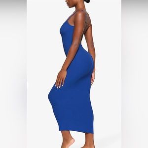 - SKIMS NEW SOFT LOUNGE BACKLESS DRESS | COBALT